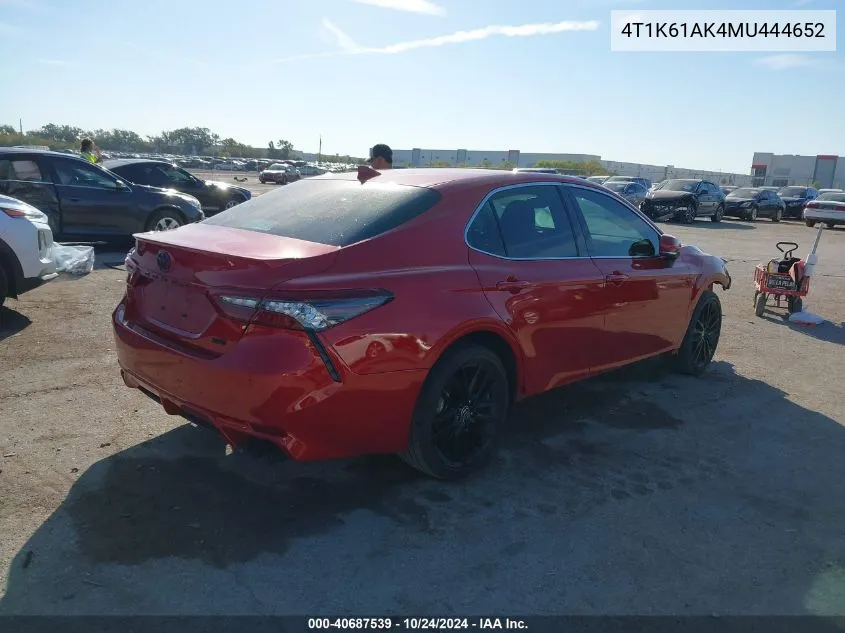 4T1K61AK4MU444652 2021 Toyota Camry Xse