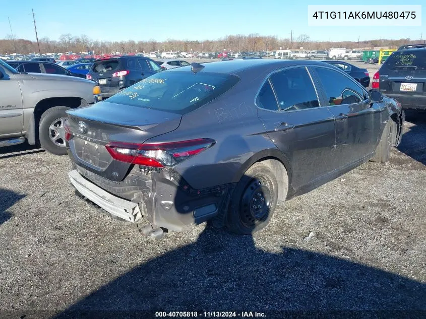 4T1G11AK6MU480475 2021 Toyota Camry Se