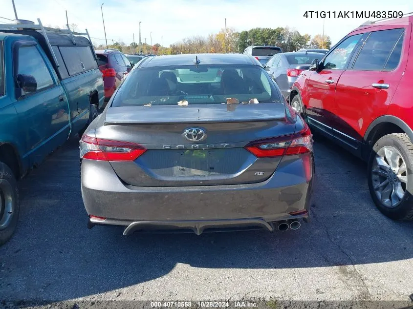 2021 Toyota Camry Se VIN: 4T1G11AK1MU483509 Lot: 40863236