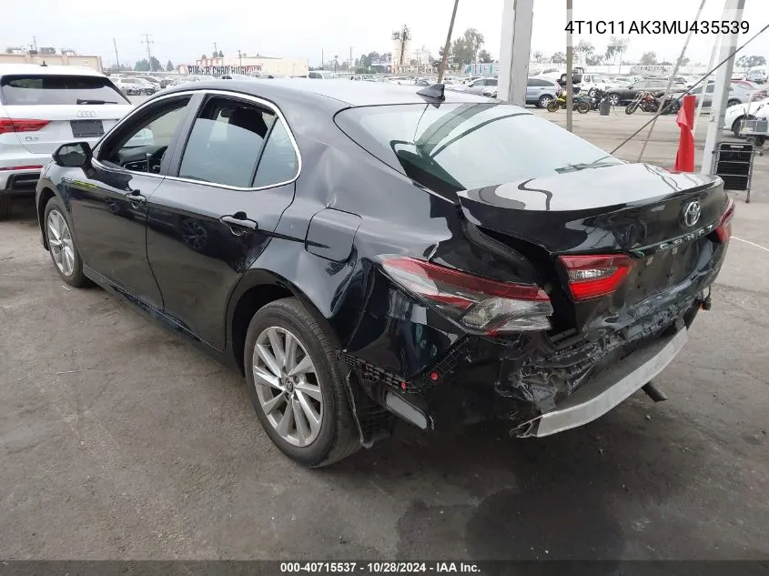 2021 Toyota Camry Le VIN: 4T1C11AK3MU435539 Lot: 40715537