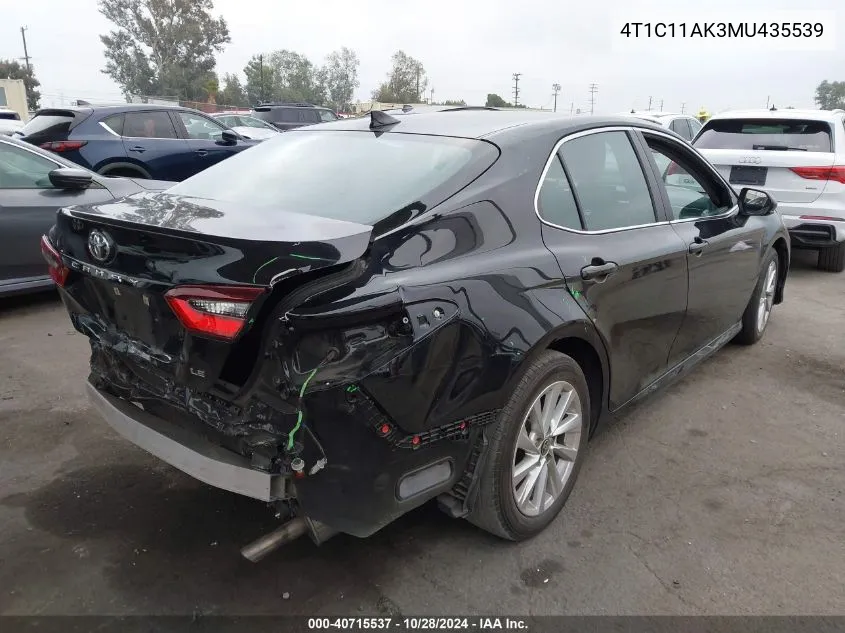 2021 Toyota Camry Le VIN: 4T1C11AK3MU435539 Lot: 40715537