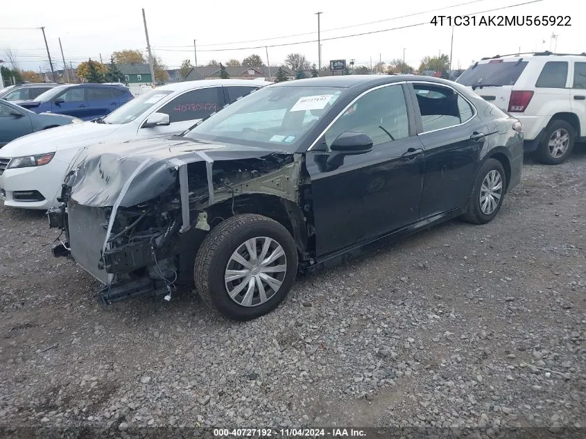 4T1C31AK2MU565922 2021 Toyota Camry Le Hybrid