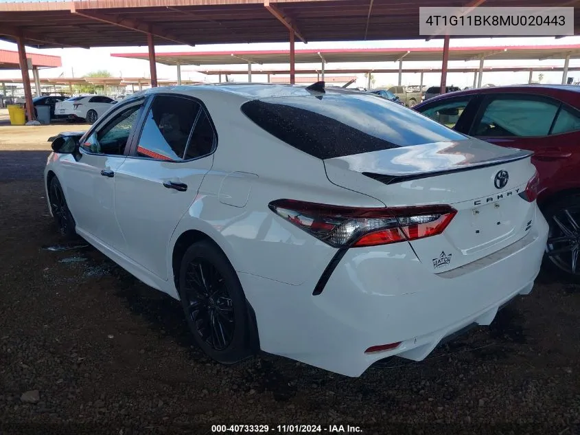 2021 Toyota Camry Se Nightshade Edition Awd VIN: 4T1G11BK8MU020443 Lot: 40733329