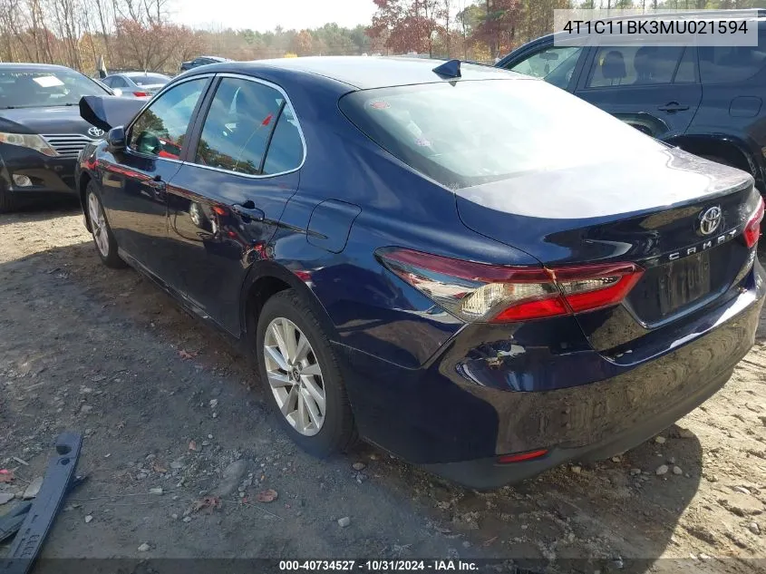 2021 Toyota Camry Le Awd VIN: 4T1C11BK3MU021594 Lot: 40734527