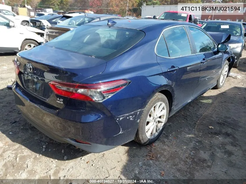 2021 Toyota Camry Le Awd VIN: 4T1C11BK3MU021594 Lot: 40734527