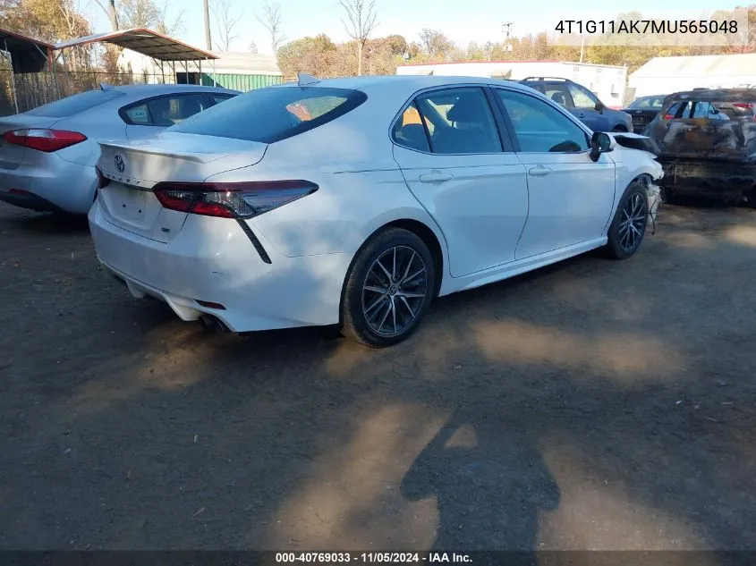 2021 Toyota Camry Se VIN: 4T1G11AK7MU565048 Lot: 40769033