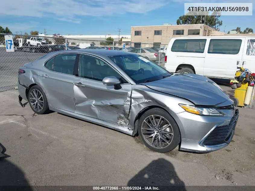 2021 Toyota Camry Xle Hybrid VIN: 4T1F31AK0MU569898 Lot: 40772065