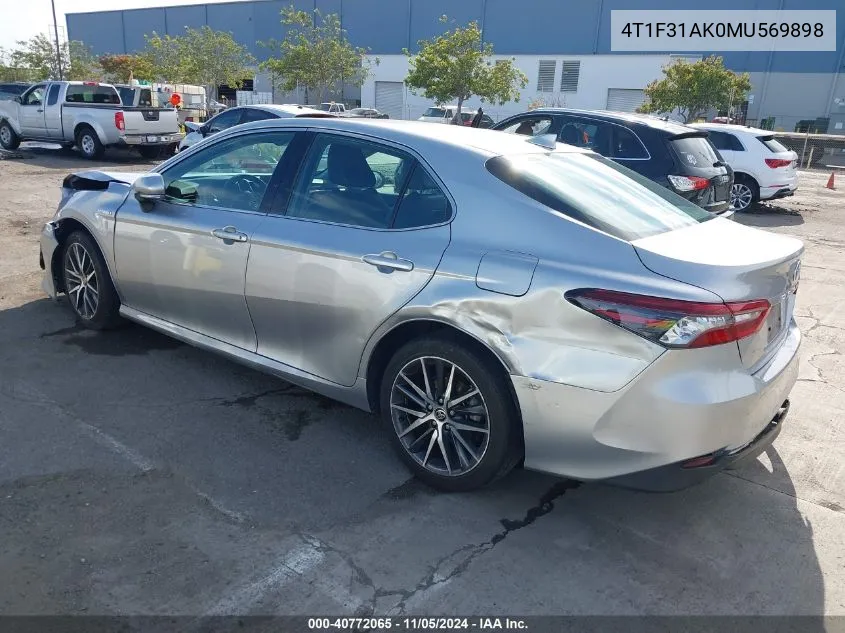 2021 Toyota Camry Xle Hybrid VIN: 4T1F31AK0MU569898 Lot: 40772065