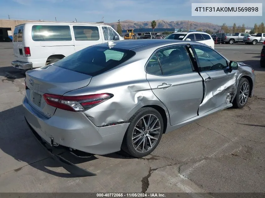 2021 Toyota Camry Xle Hybrid VIN: 4T1F31AK0MU569898 Lot: 40772065