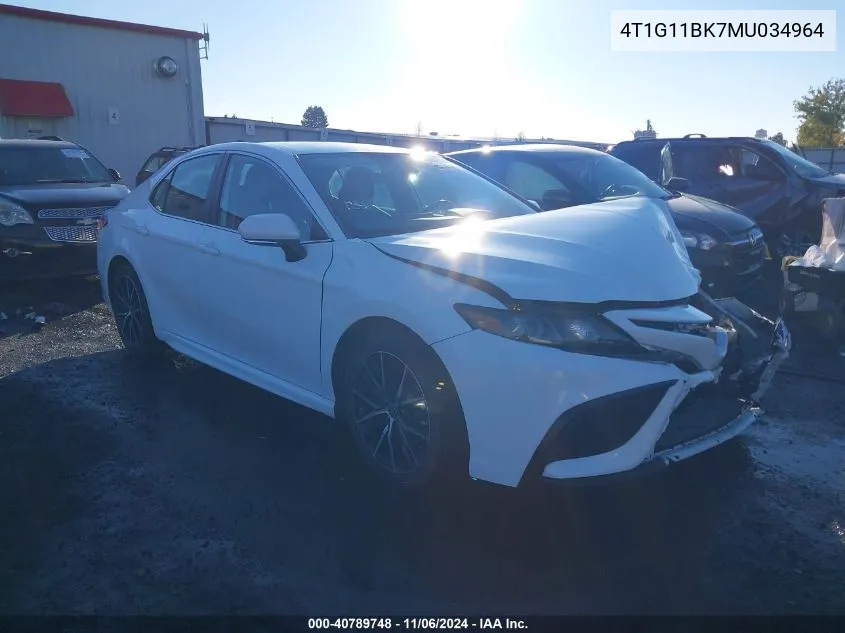 2021 Toyota Camry Se Awd VIN: 4T1G11BK7MU034964 Lot: 40789748