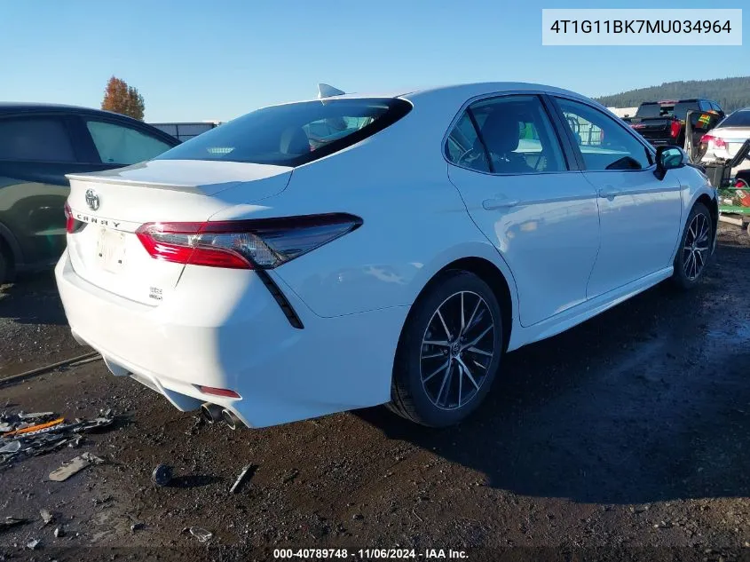 2021 Toyota Camry Se Awd VIN: 4T1G11BK7MU034964 Lot: 40789748