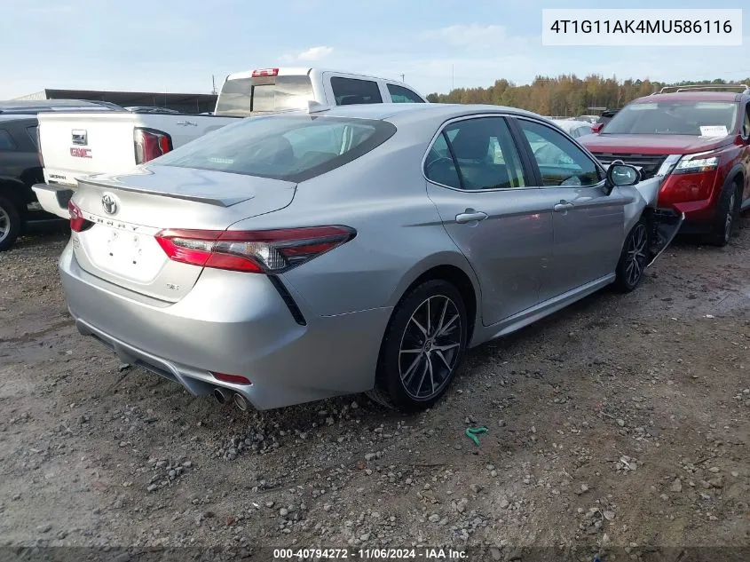 2021 Toyota Camry Se VIN: 4T1G11AK4MU586116 Lot: 40794272