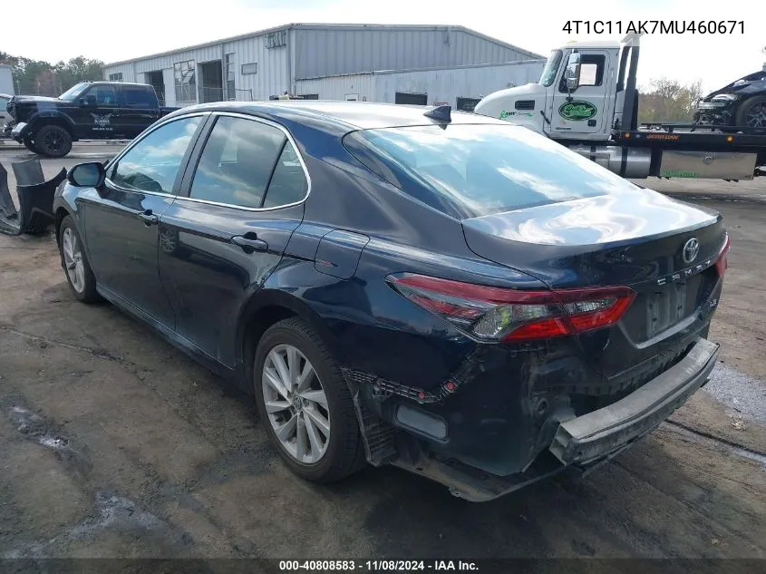 2021 Toyota Camry Le VIN: 4T1C11AK7MU460671 Lot: 40808583