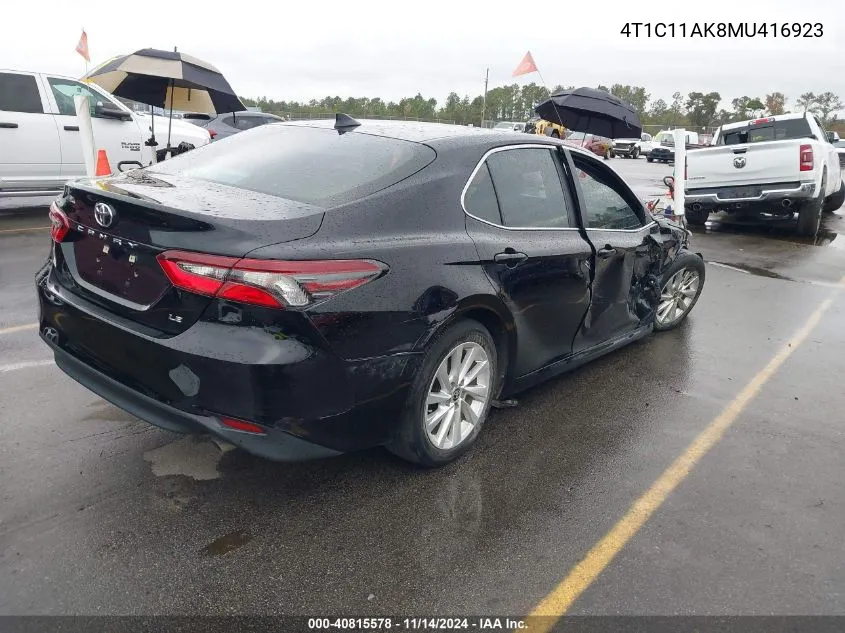 2021 Toyota Camry Le VIN: 4T1C11AK8MU416923 Lot: 40815578