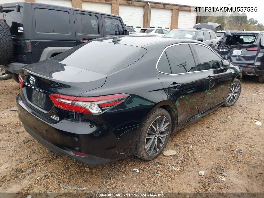 2021 Toyota Camry Xle VIN: 4T1F31AK5MU557536 Lot: 40823402