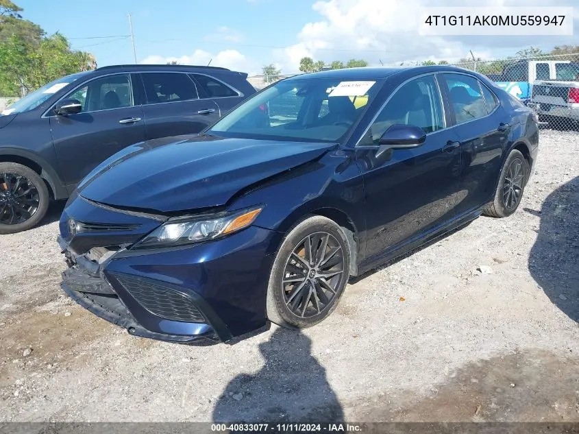 2021 Toyota Camry Se VIN: 4T1G11AK0MU559947 Lot: 40833077