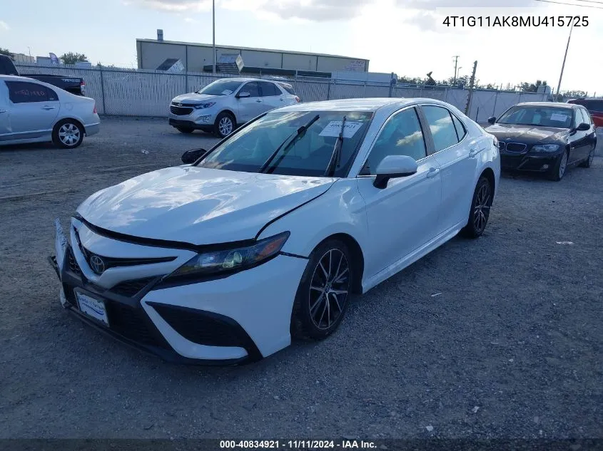 2021 Toyota Camry Se VIN: 4T1G11AK8MU415725 Lot: 40834921