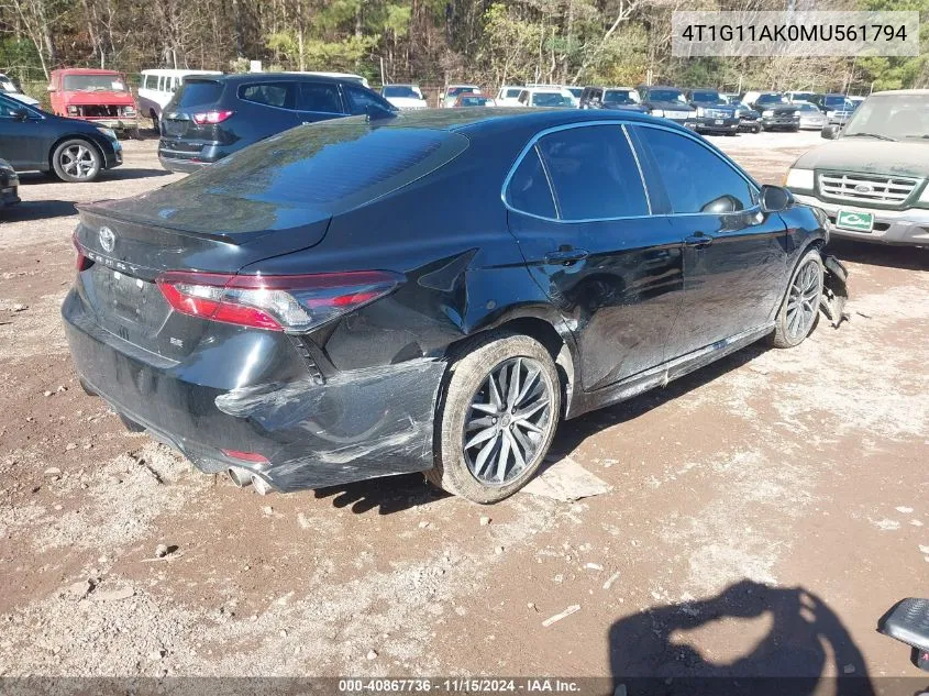 2021 Toyota Camry Se VIN: 4T1G11AK0MU561794 Lot: 40867736