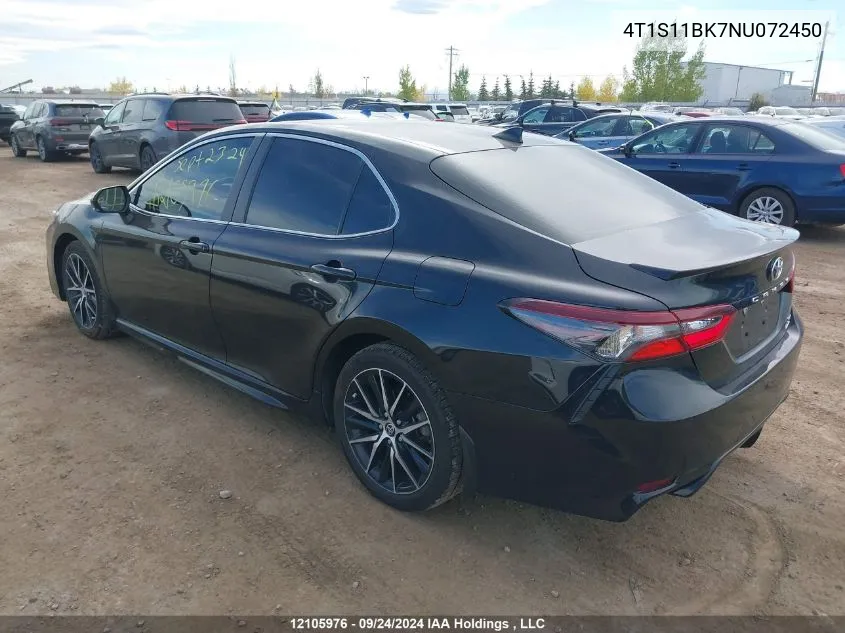 2022 Toyota Camry Se/Night Shade VIN: 4T1S11BK7NU072450 Lot: 12105976