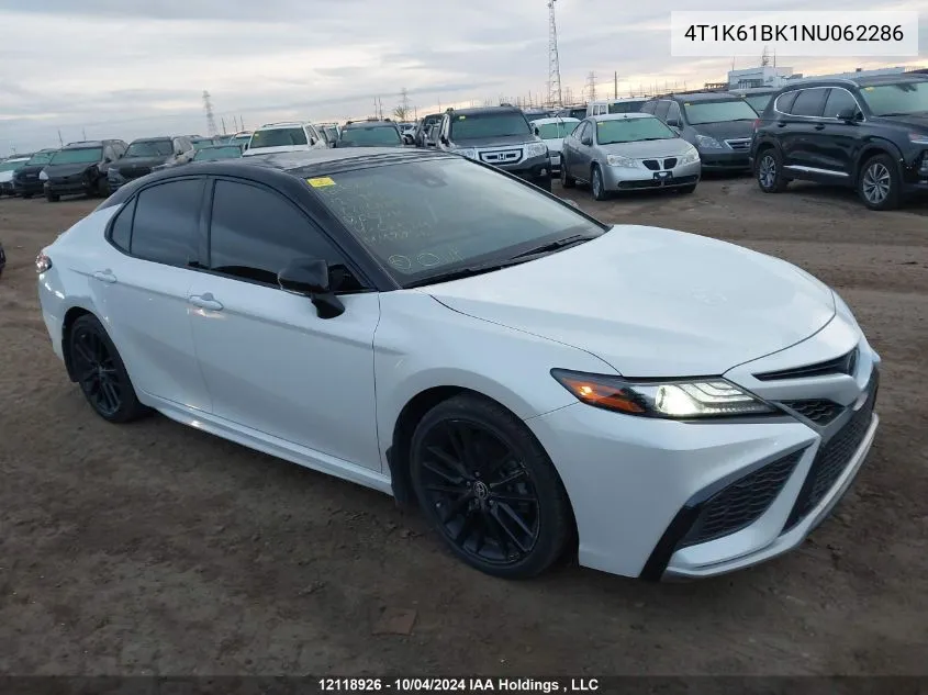 2022 Toyota Camry Xse VIN: 4T1K61BK1NU062286 Lot: 12118926