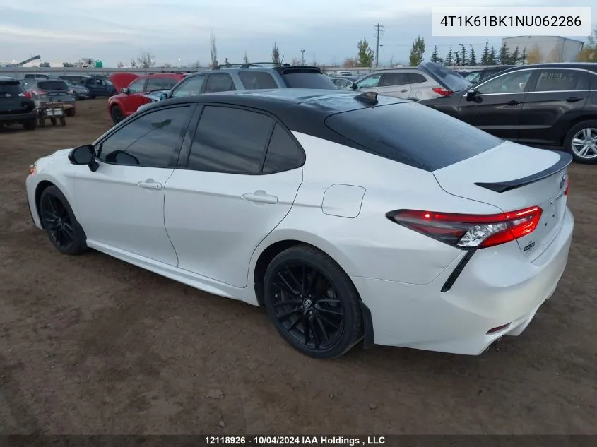 2022 Toyota Camry Xse VIN: 4T1K61BK1NU062286 Lot: 12118926