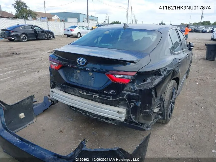 2022 Toyota Camry Hybrid Se VIN: 4T1B21HK9NU017874 Lot: 12120402