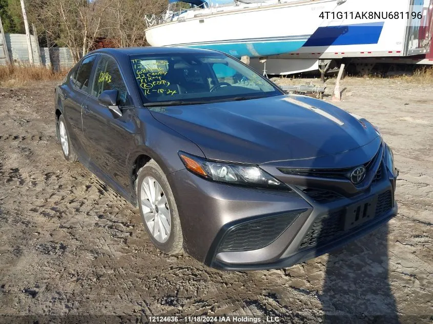 2022 Toyota Camry Se VIN: 4T1G11AK8NU681196 Lot: 12124636