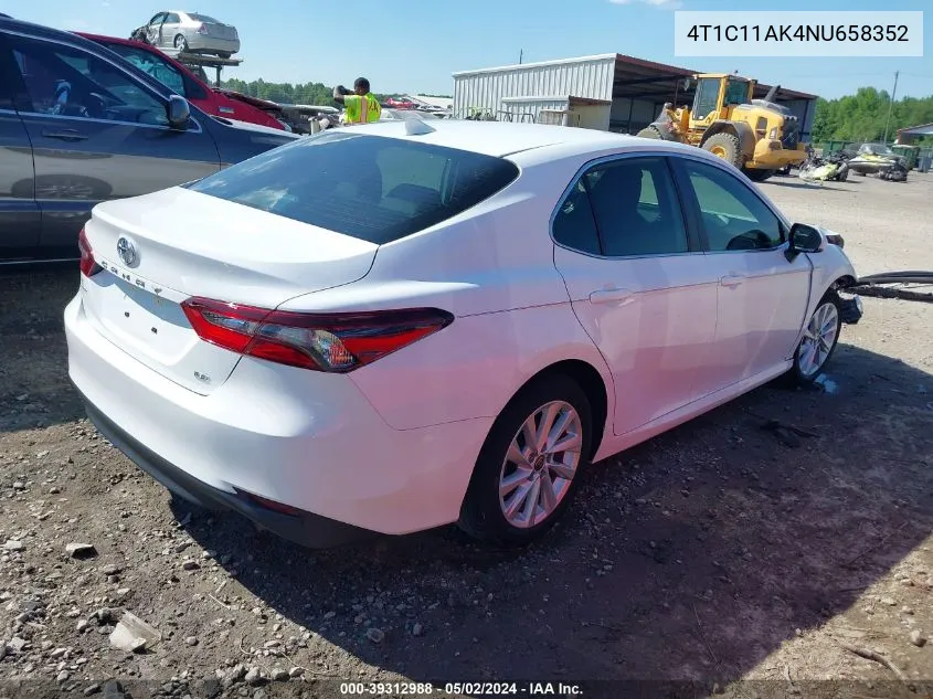 2022 Toyota Camry Le VIN: 4T1C11AK4NU658352 Lot: 39312988