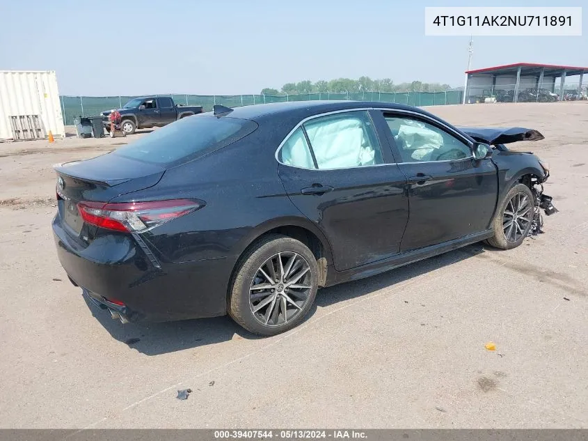 4T1G11AK2NU711891 2022 Toyota Camry Se