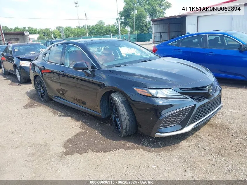 2022 Toyota Camry Xse VIN: 4T1K61AK0NU062894 Lot: 39696915