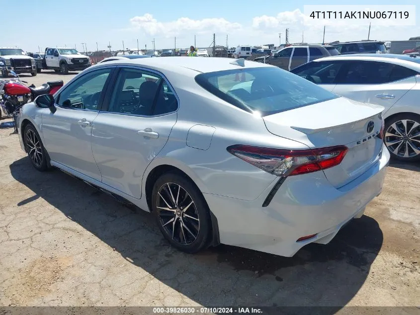 2022 Toyota Camry Se VIN: 4T1T11AK1NU067119 Lot: 39826030