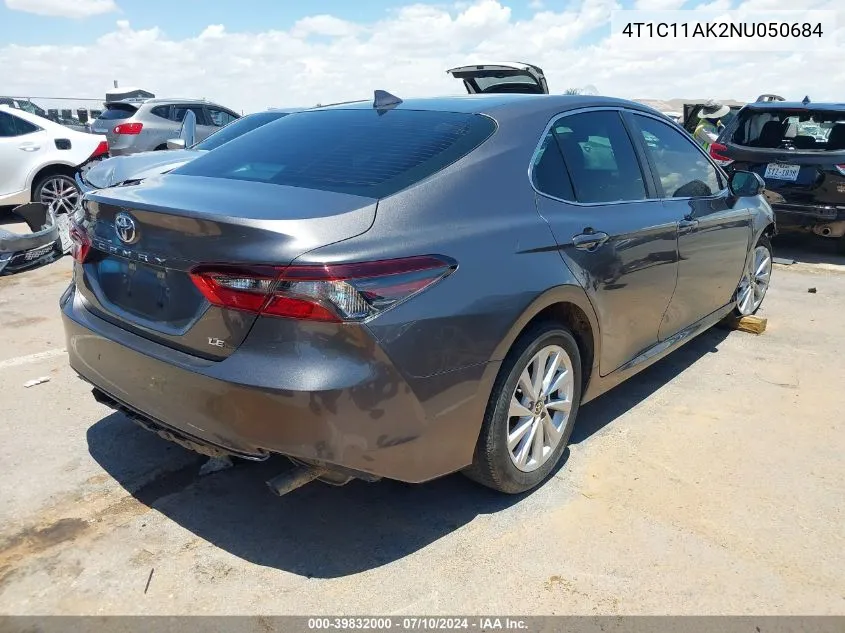 2022 Toyota Camry Le VIN: 4T1C11AK2NU050684 Lot: 39832000