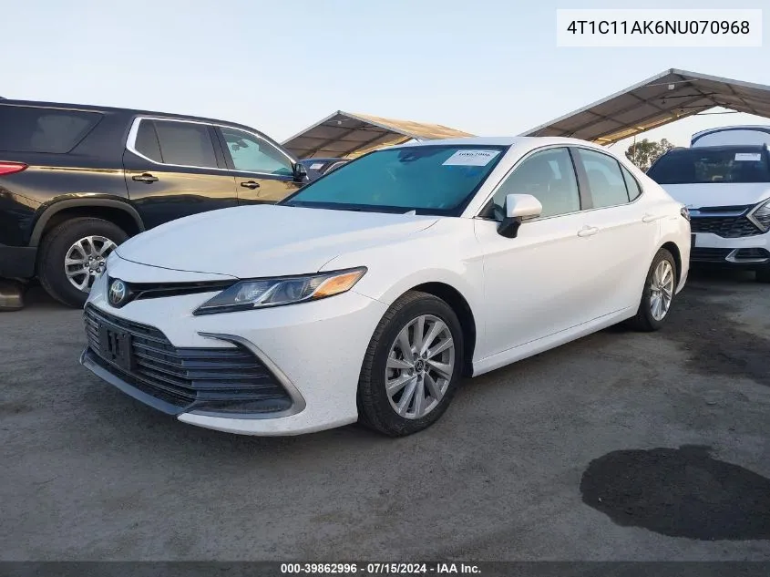 2022 Toyota Camry Le VIN: 4T1C11AK6NU070968 Lot: 39862996