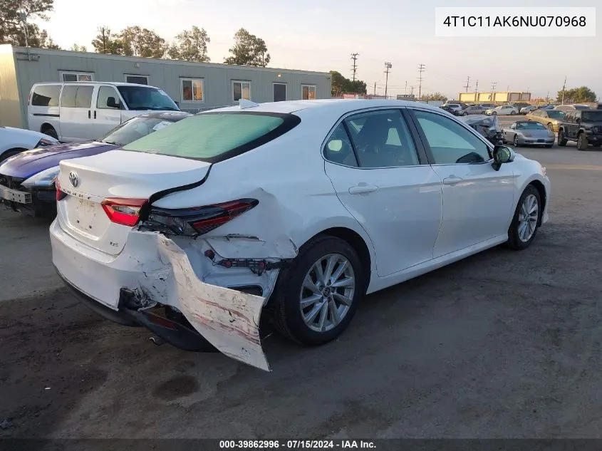 2022 Toyota Camry Le VIN: 4T1C11AK6NU070968 Lot: 39862996