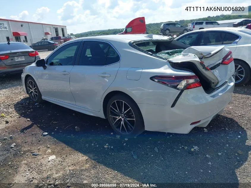 2022 Toyota Camry Se VIN: 4T1T11AK6NU006820 Lot: 39886098