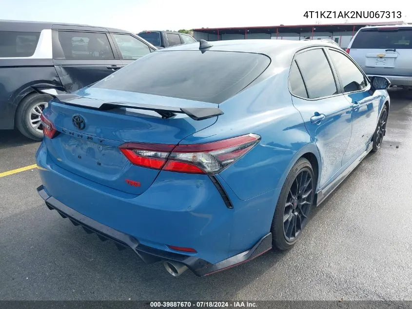 2022 Toyota Camry Trd VIN: 4T1KZ1AK2NU067313 Lot: 39887670