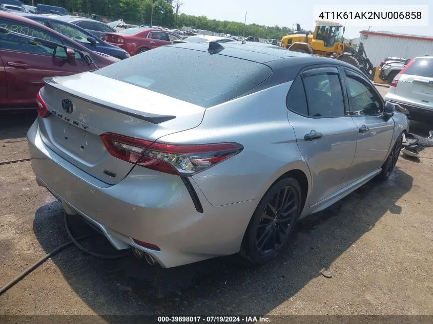 2022 Toyota Camry Xse VIN: 4T1K61AK2NU006858 Lot: 39898017