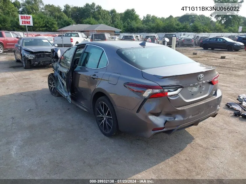 2022 Toyota Camry Se Awd VIN: 4T1G11BK3NU066022 Lot: 39932138