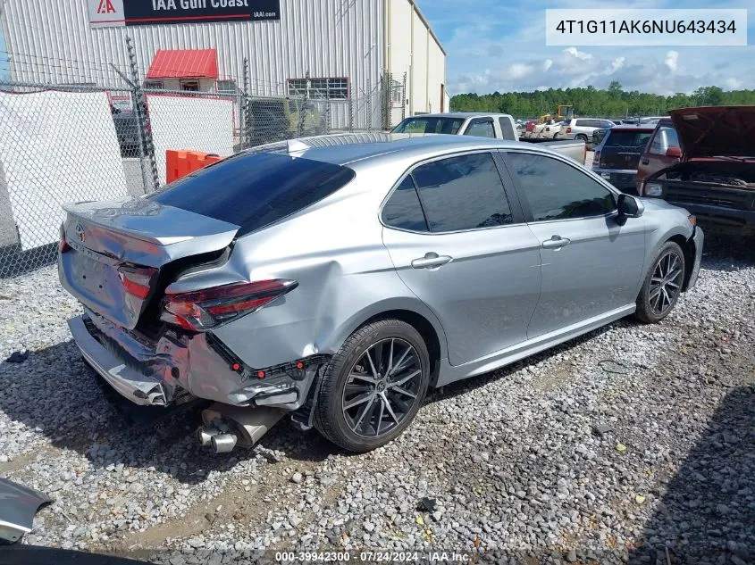 4T1G11AK6NU643434 2022 Toyota Camry Se