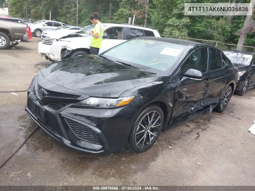 2022 Toyota Camry Se VIN: 4T1T11AK6NU036836 Lot: 39976866