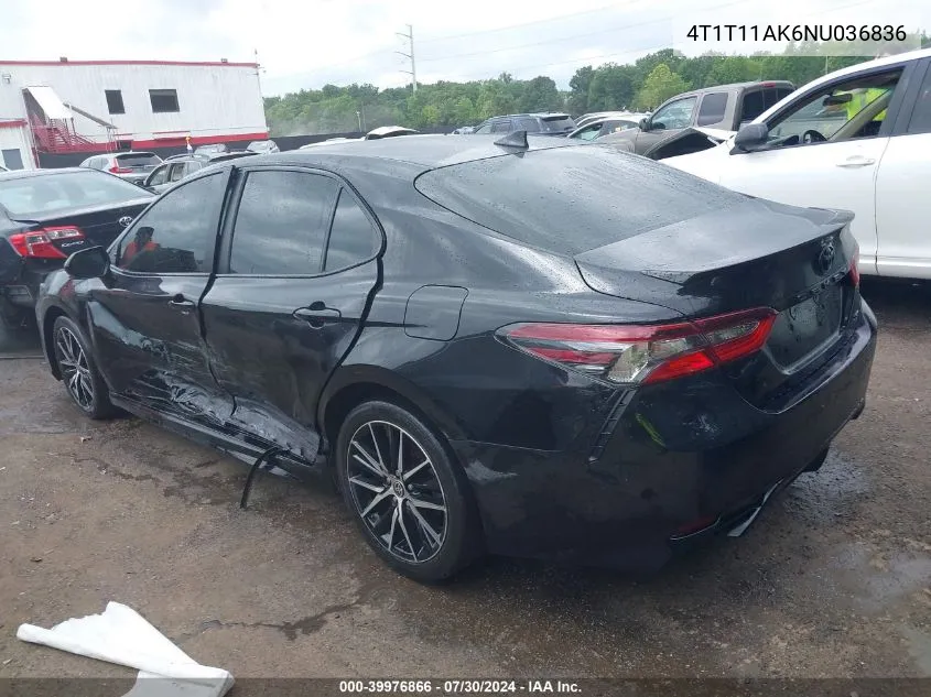 4T1T11AK6NU036836 2022 Toyota Camry Se