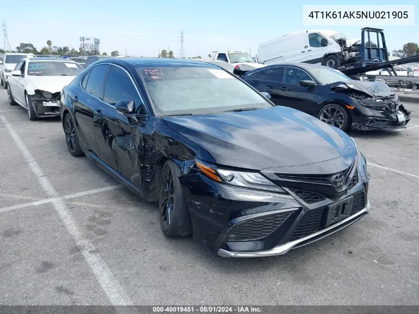 2022 Toyota Camry Xse VIN: 4T1K61AK5NU021905 Lot: 40019451