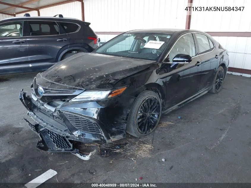 2022 Toyota Camry Xse Hybrid VIN: 4T1K31AK5NU584347 Lot: 40048959