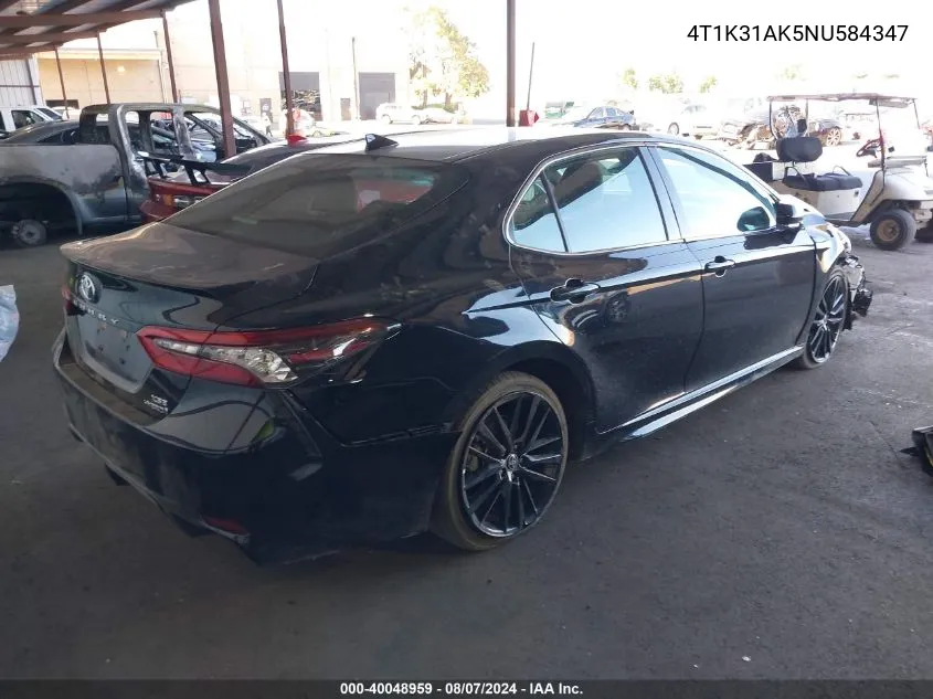 2022 Toyota Camry Xse Hybrid VIN: 4T1K31AK5NU584347 Lot: 40048959