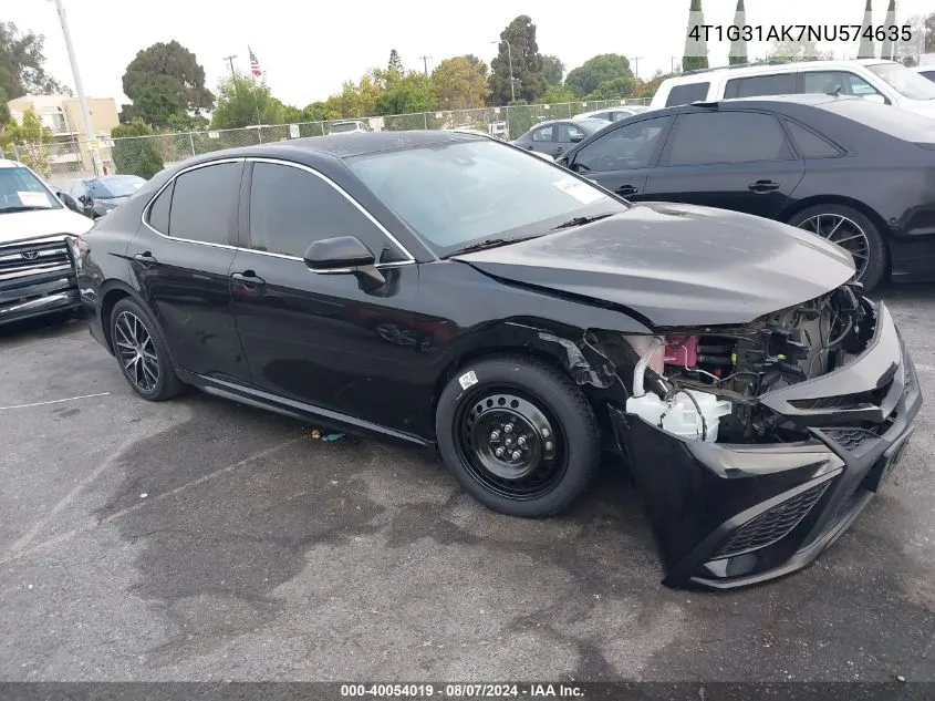 4T1G31AK7NU574635 2022 Toyota Camry Se Hybrid