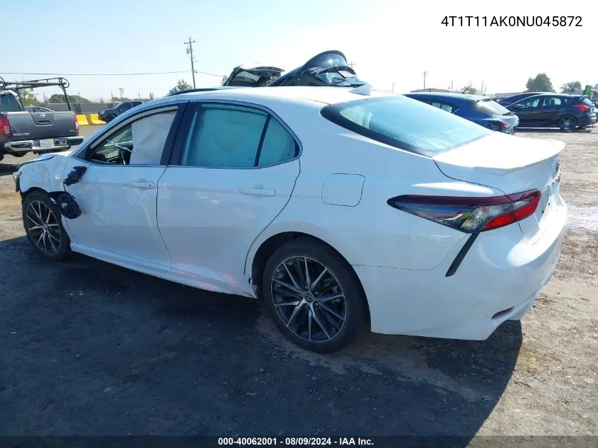 2022 Toyota Camry Se VIN: 4T1T11AK0NU045872 Lot: 40062001