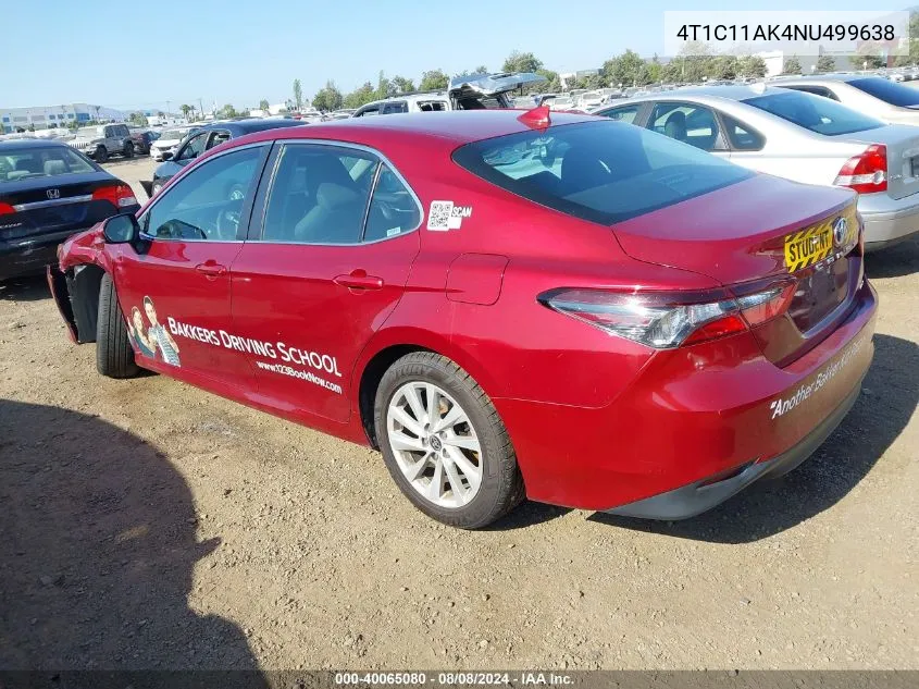 2022 Toyota Camry Le VIN: 4T1C11AK4NU499638 Lot: 40065080