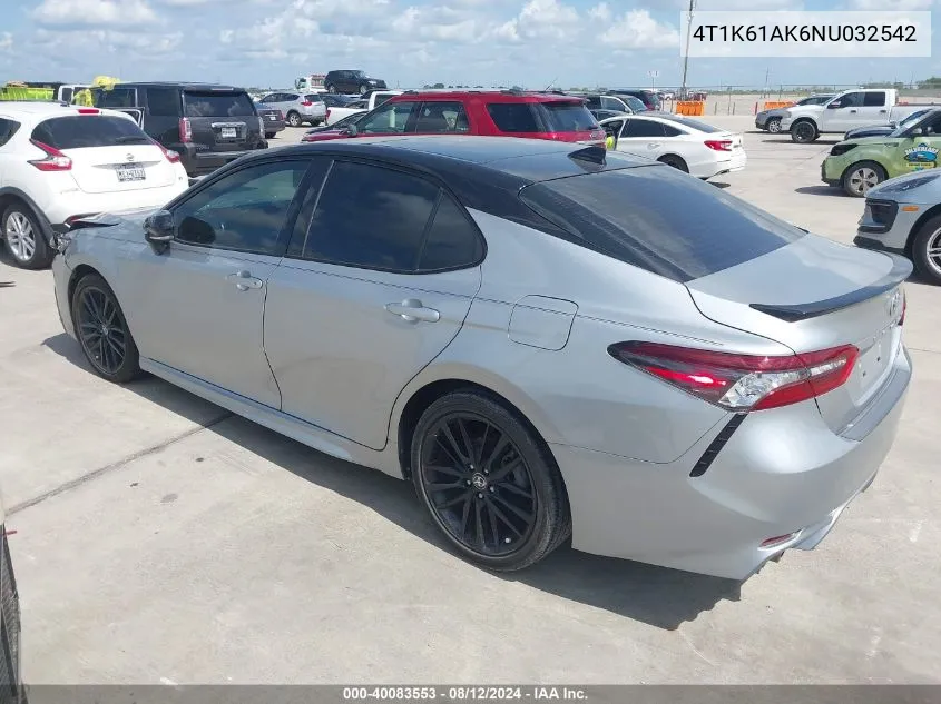 2022 Toyota Camry Xse VIN: 4T1K61AK6NU032542 Lot: 40083553