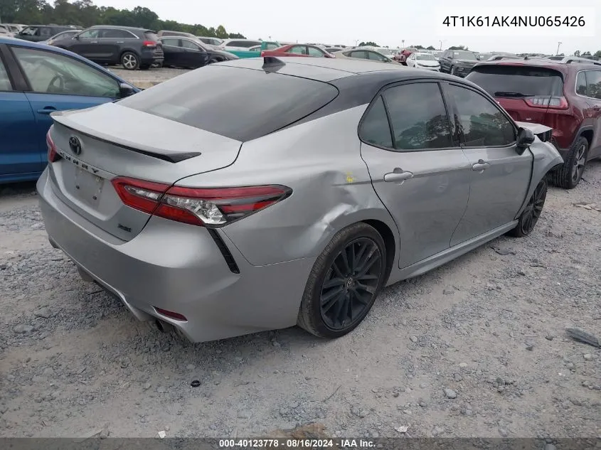 2022 Toyota Camry Xse VIN: 4T1K61AK4NU065426 Lot: 40123778