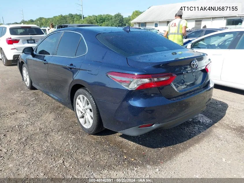 2022 Toyota Camry Le VIN: 4T1C11AK4NU687155 Lot: 40142591